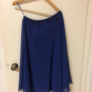 Dark blue one shoulder dress